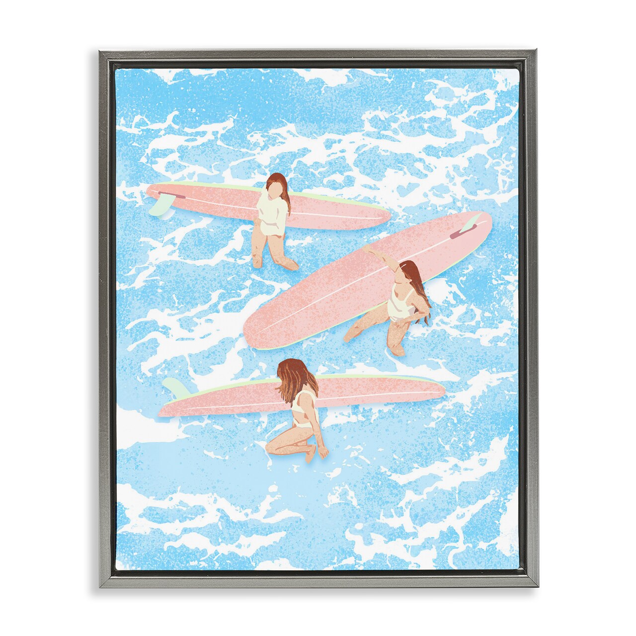 Stupell Industries Surfing Girls Trio Floating Frame, design by Ziwei Li